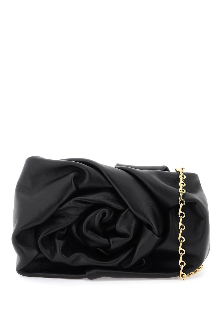 black lambskin with rose detailing bag by Selfnex