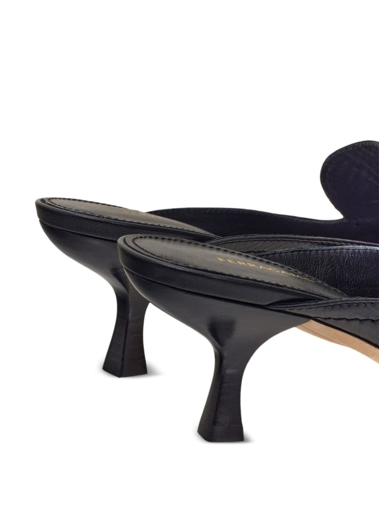 crocodile-effect black leather flats by Selfnex