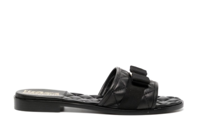 black leather slip-on flats by Selfnex