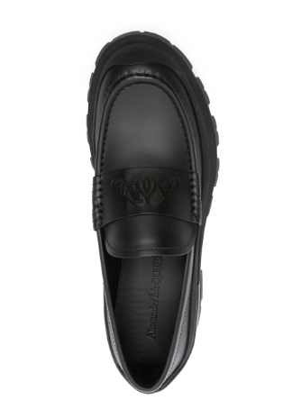 matte black leather slip-ons by Selfnex