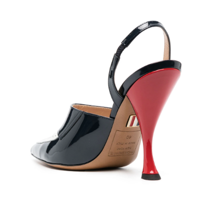 curved-heel leather pumps perforated detailing by Selfnex