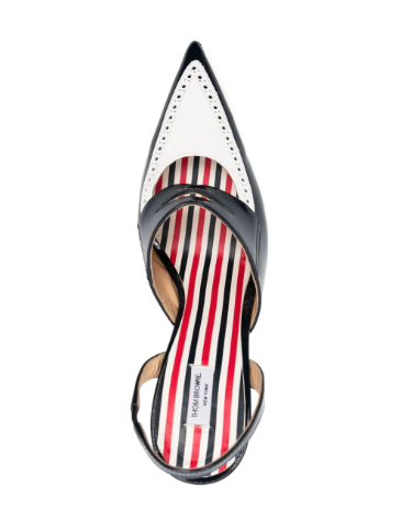 curved-heel leather pumps perforated detailing by Selfnex