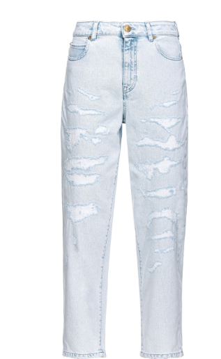 light blue ripped denim jeans by Selfnex