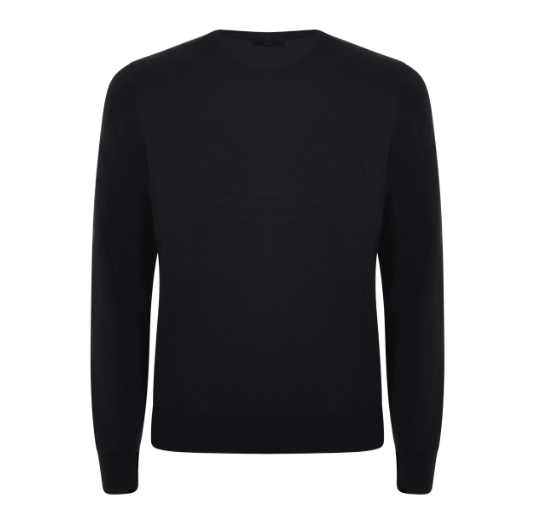 black wool crew neck sweater by Selfnex