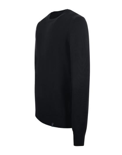 black wool crew neck sweater by Selfnex