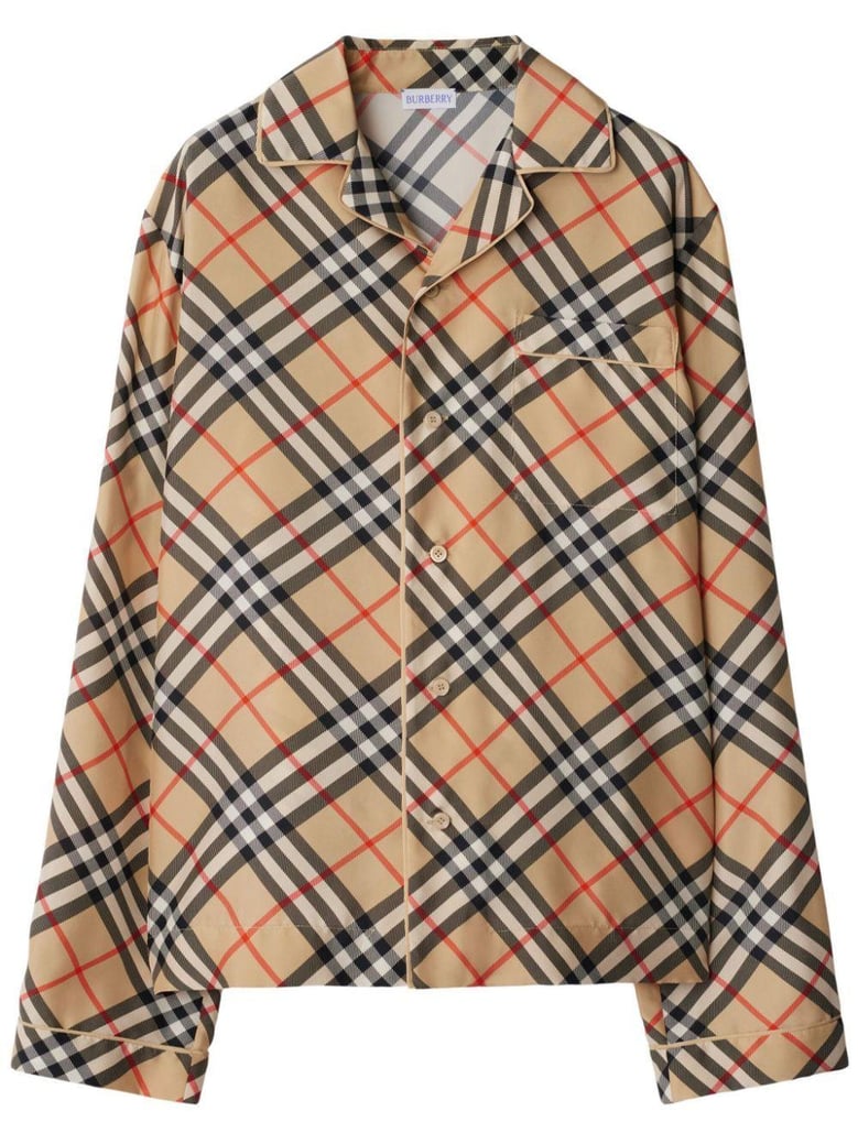 giu camel beige checked shirt by Selfnex