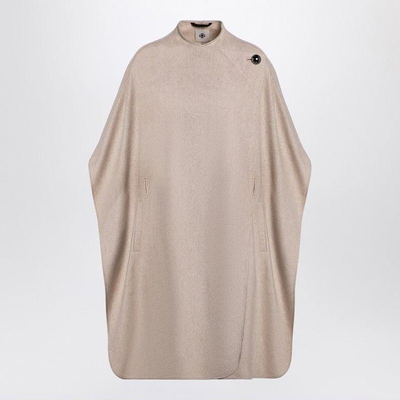beige wool-blend cape by Selfnex