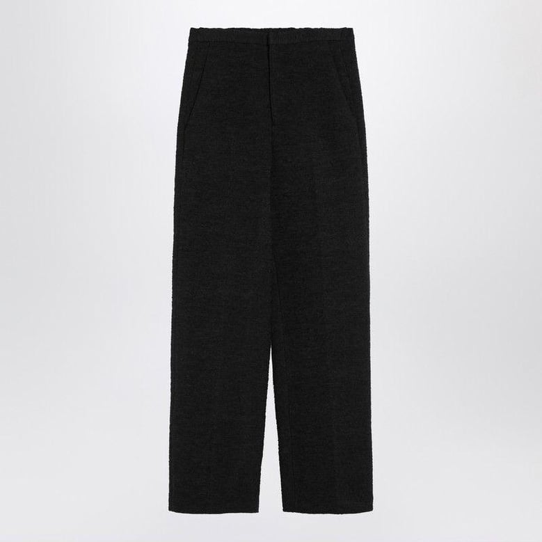 black straight bouclé trousers by Selfnex