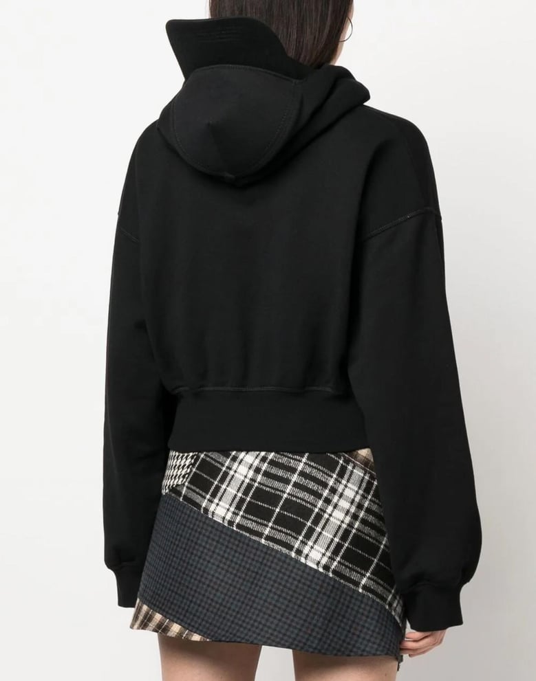 attached cap cropped hoodie by Selfnex