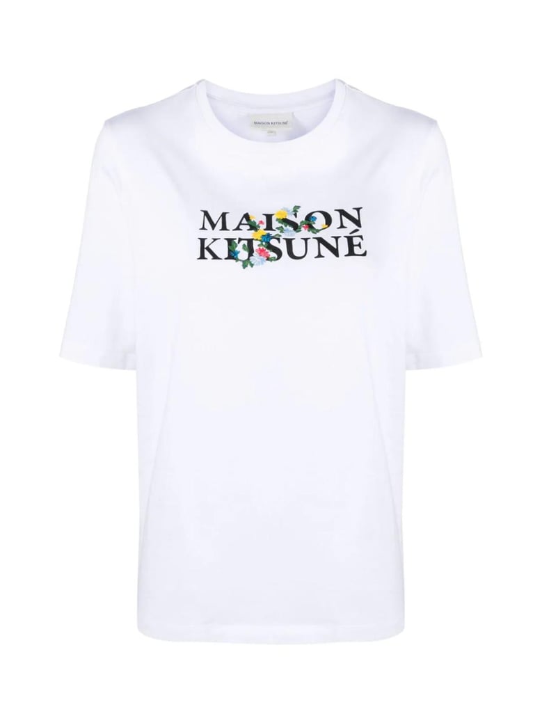 flowers print classic logo t-shirt by Selfnex