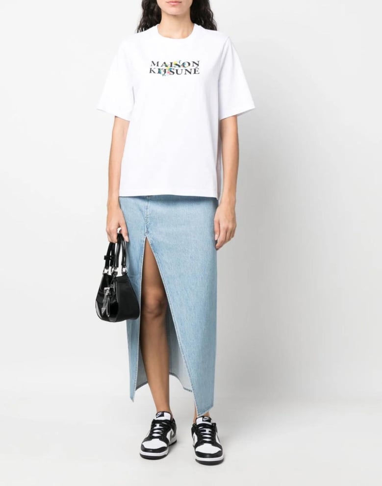 flowers print classic logo t-shirt by Selfnex