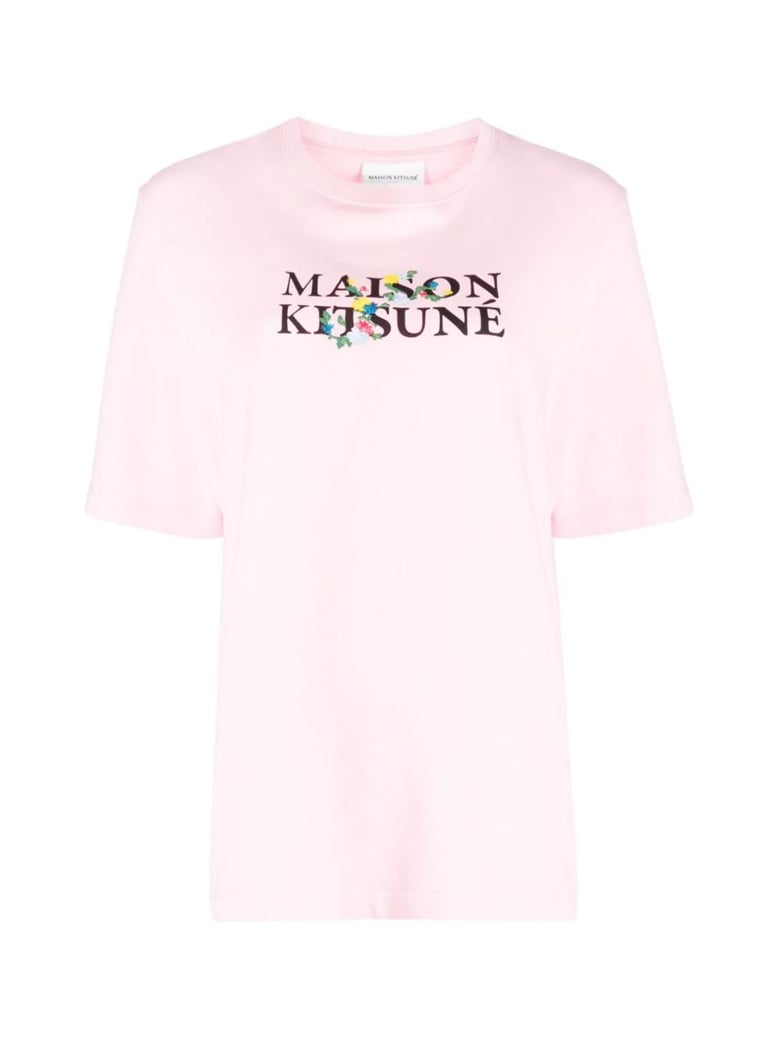 flowers print classic logo t-shirt by Selfnex