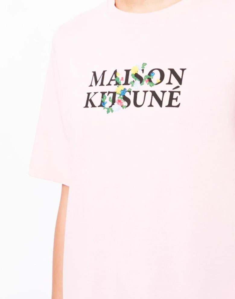 flowers print classic logo t-shirt by Selfnex