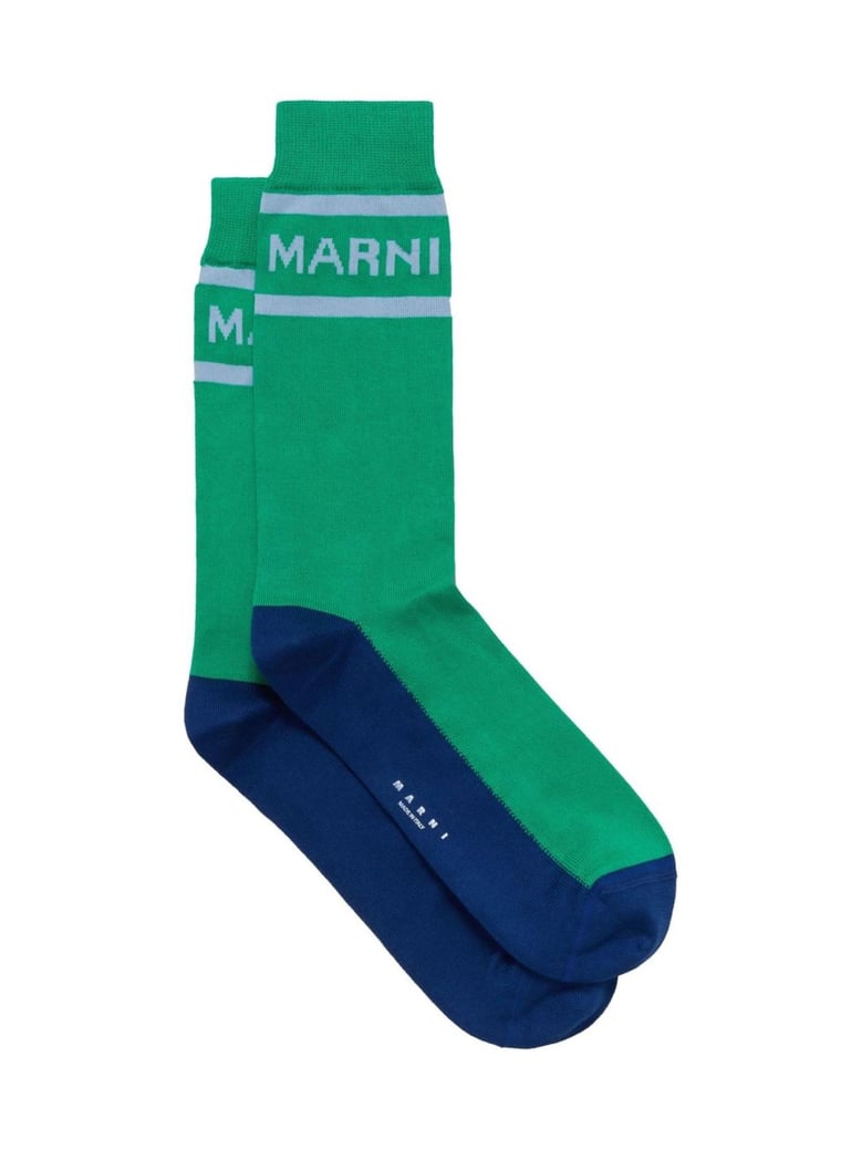 logo intarsia color-block socks by Selfnex