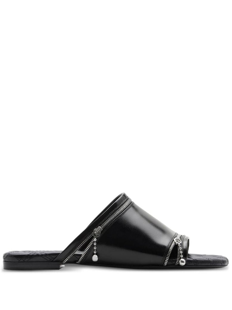 leather peep sandals by Selfnex
