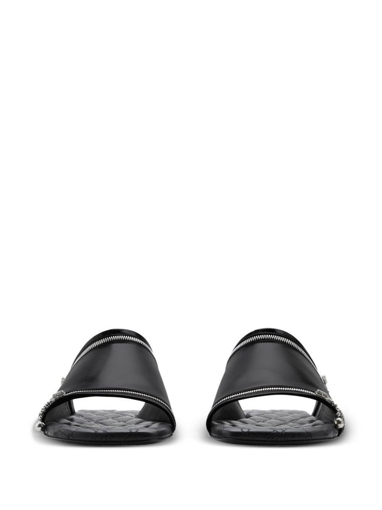 leather peep sandals by Selfnex