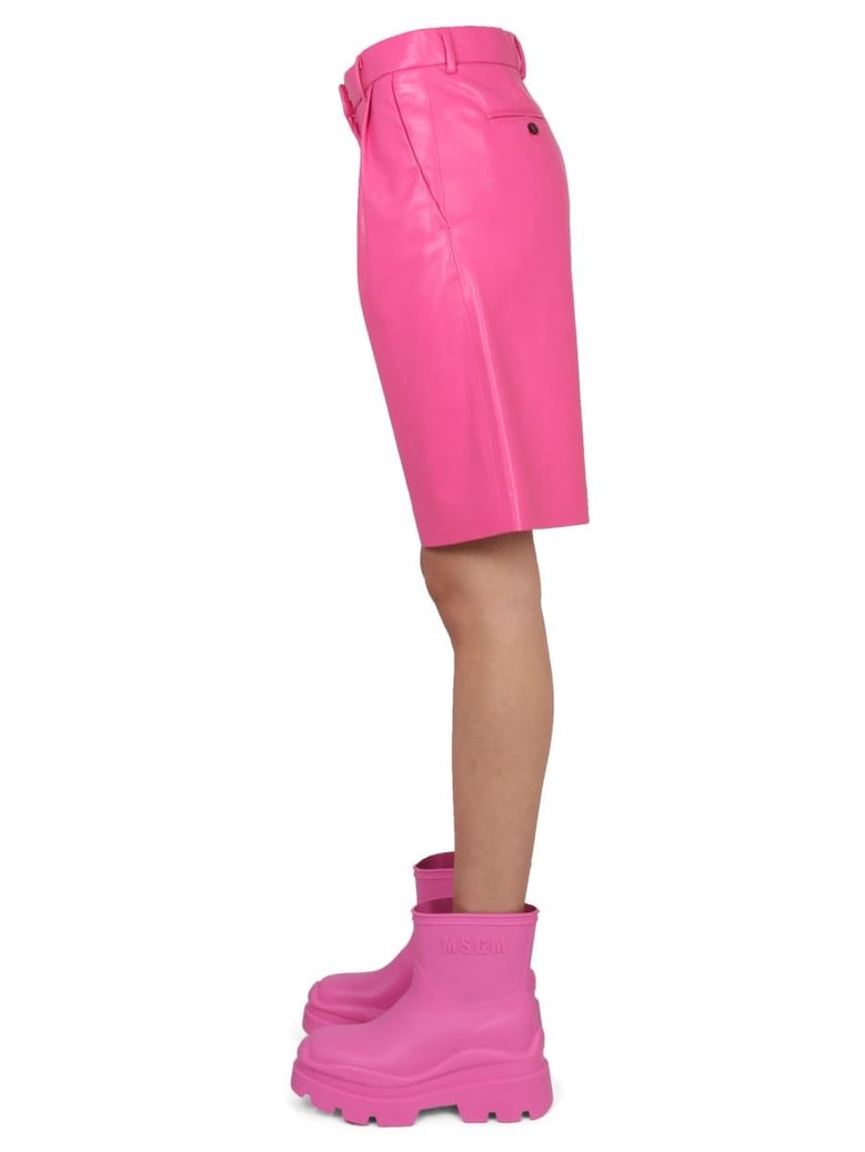 faux leather bermuda shorts by Selfnex