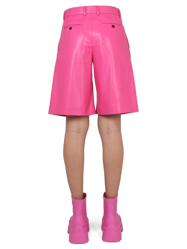 faux leather bermuda shorts by Selfnex