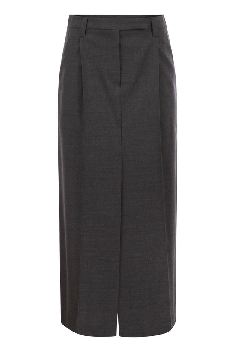 sartorial long skirt in virgin wool canvas by Selfnex