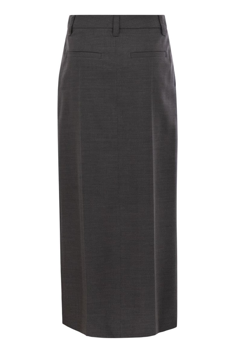 sartorial long skirt in virgin wool canvas by Selfnex