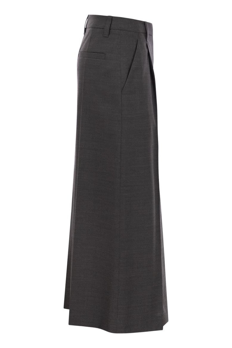 sartorial long skirt in virgin wool canvas by Selfnex
