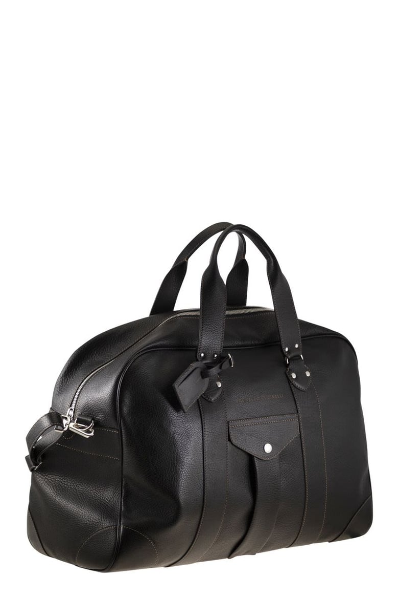 grained calfskin weekender bag by Selfnex