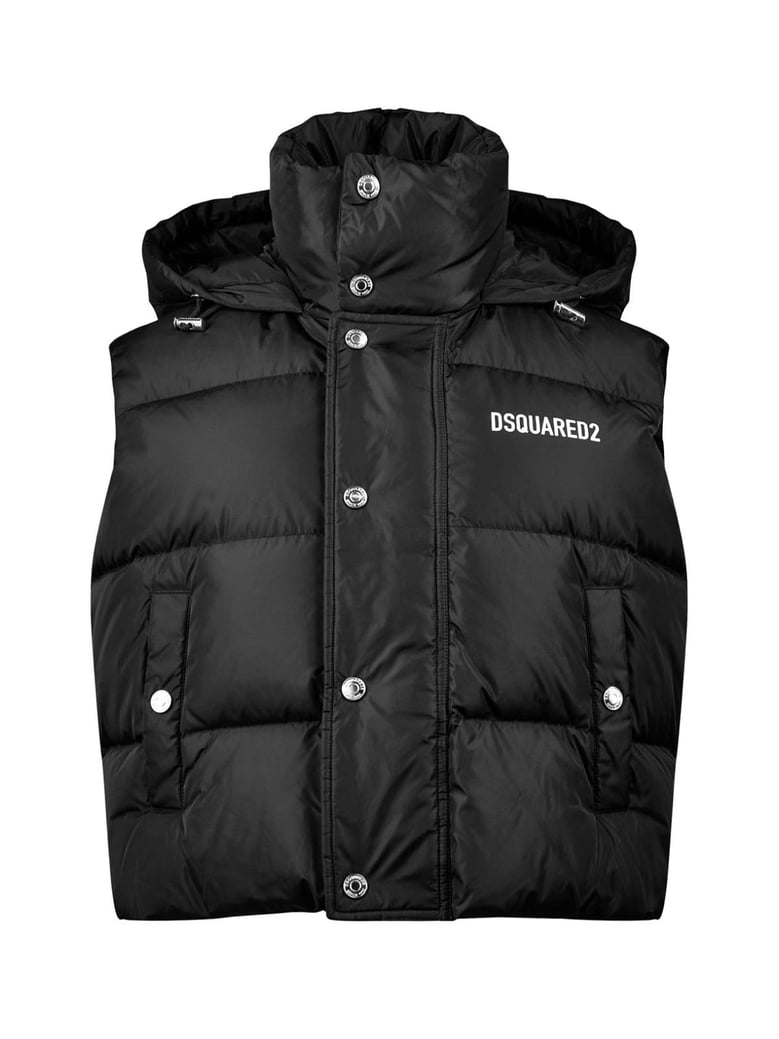 logo printed down vest jacket by Selfnex