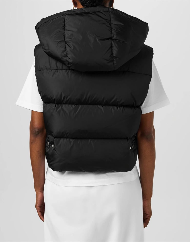 logo printed down vest jacket by Selfnex