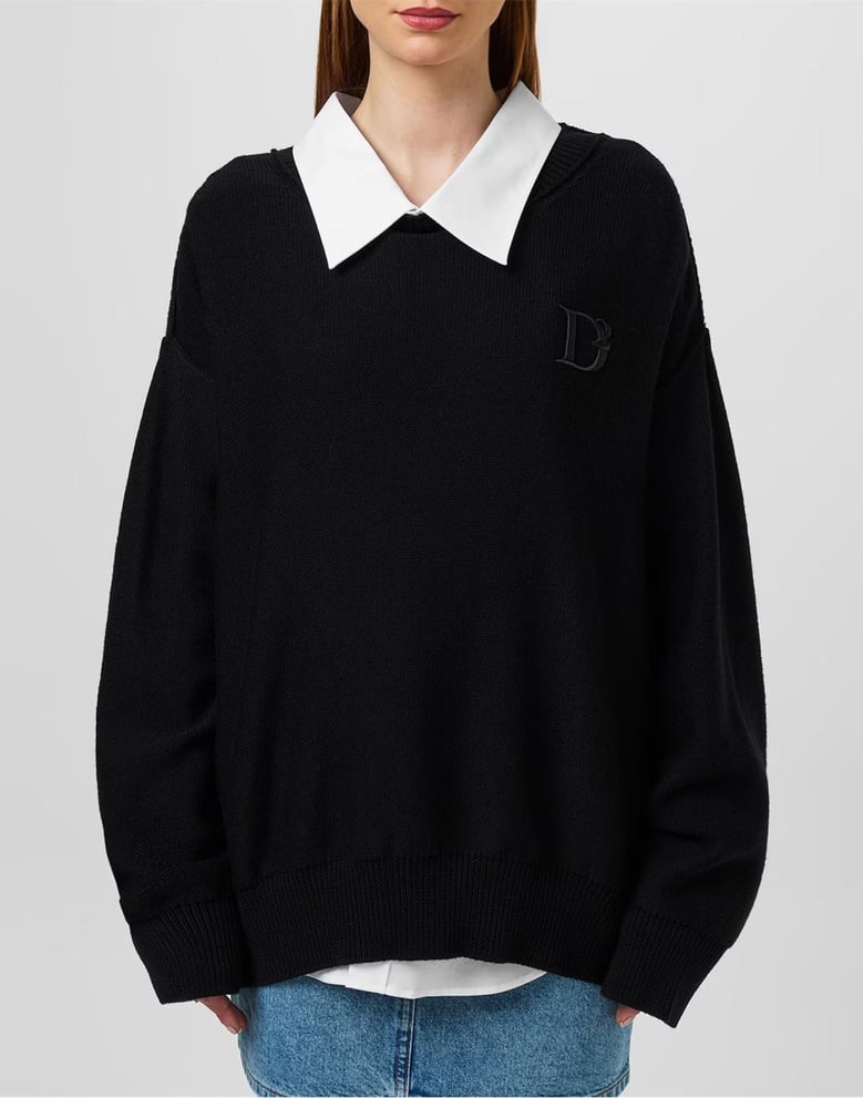 d2 statement logo knit sweater by Selfnex