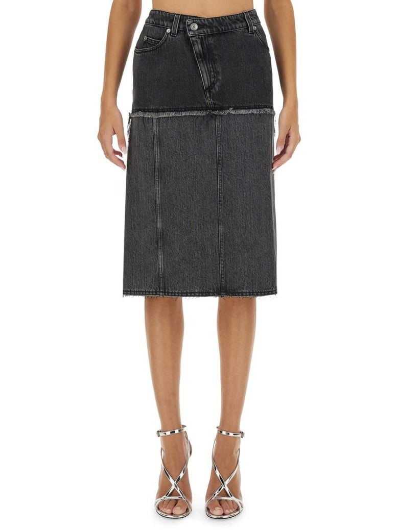 two-tone denim skirt by Selfnex