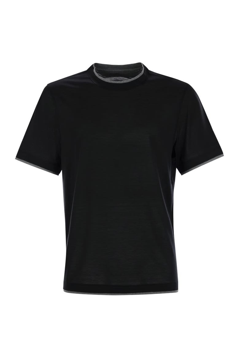 slim fit crew-neck t-shirt in light silk and cotton jersey by Selfnex