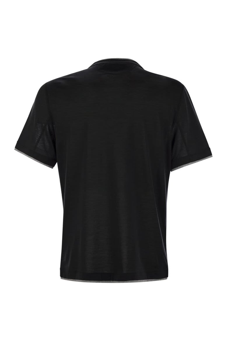 slim fit crew-neck t-shirt in light silk and cotton jersey by Selfnex