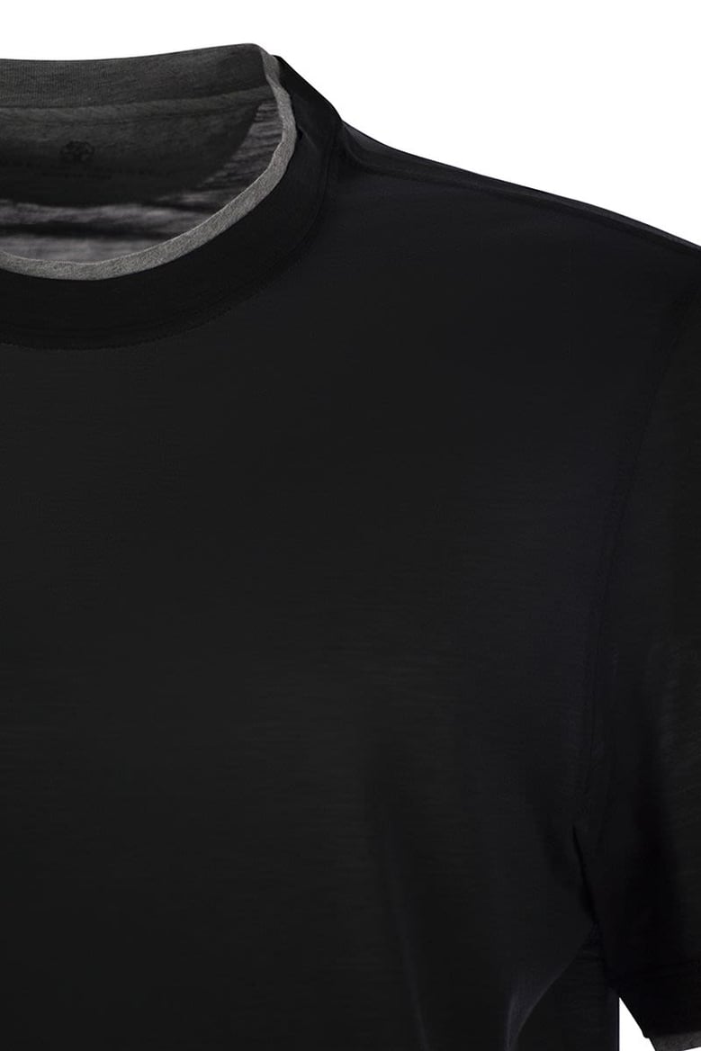 slim fit crew-neck t-shirt in light silk and cotton jersey by Selfnex