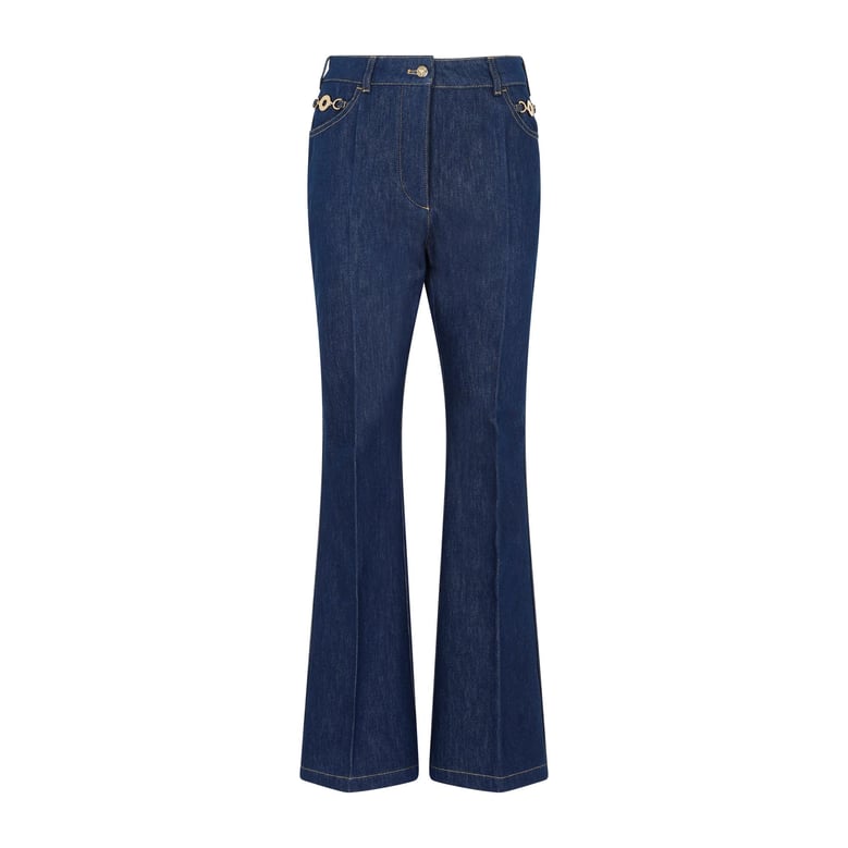 flare denim trousers by Selfnex