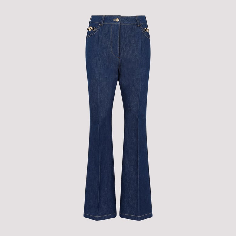 flare denim trousers by Selfnex