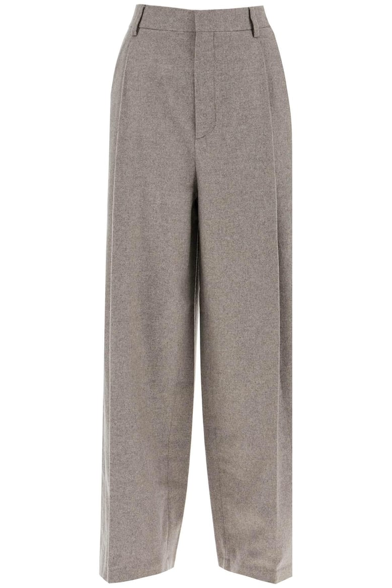 wide pleated flannel trousers by Selfnex