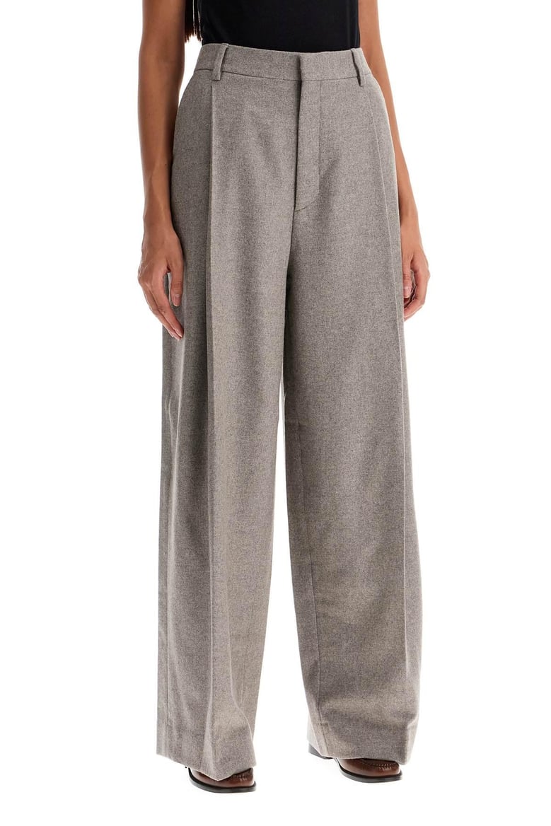 wide pleated flannel trousers by Selfnex