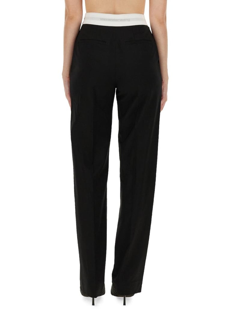 high waisted pleated pant with logo elastic by Selfnex