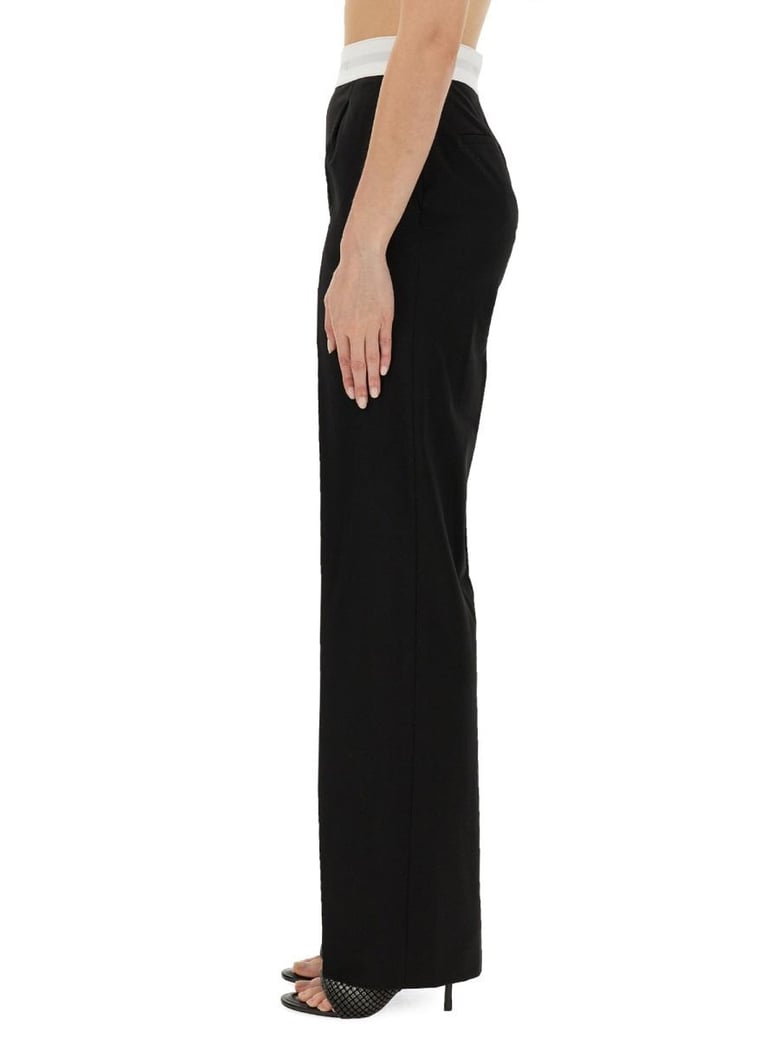 high waisted pleated pant with logo elastic by Selfnex