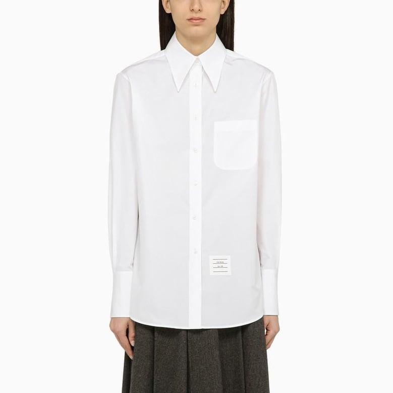 exaggerated easy fit point collar shirt in poplin by Selfnex