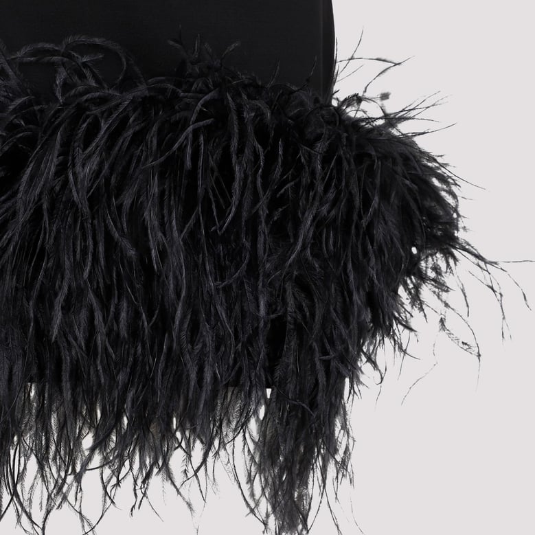 fujiko compact techno jersey with ostrich boa feathers mini dress by Selfnex