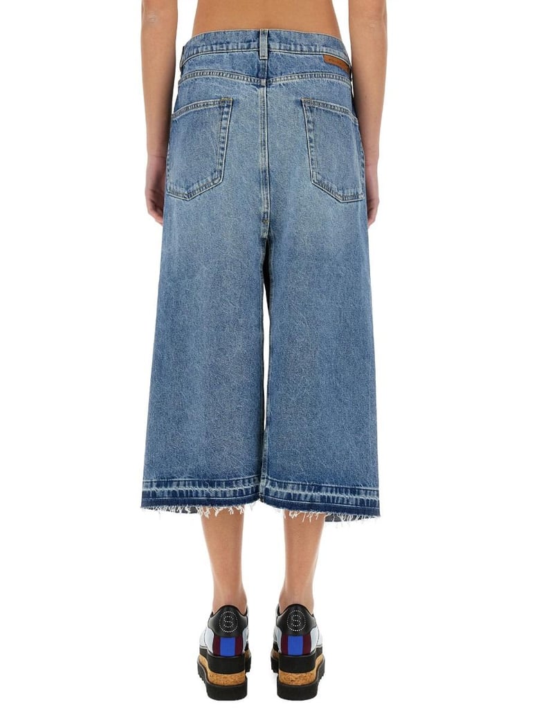 denim skirt with contrasting panel by Selfnex
