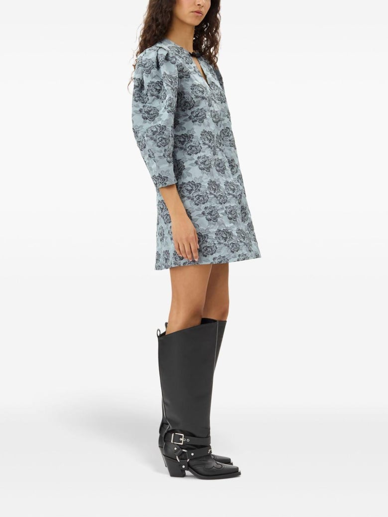 floral jacquard mini dress by Selfnex