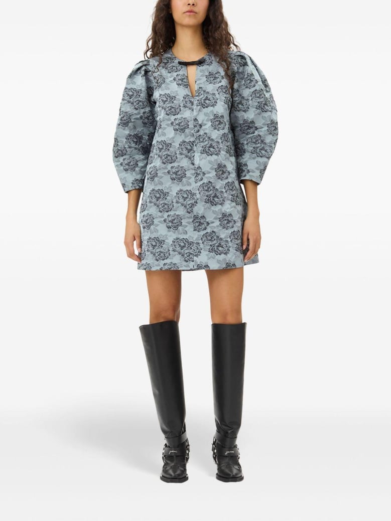 floral jacquard mini dress by Selfnex