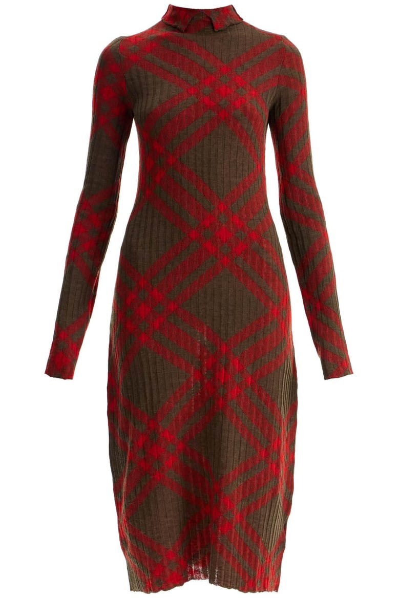 check wool blend dress by Selfnex