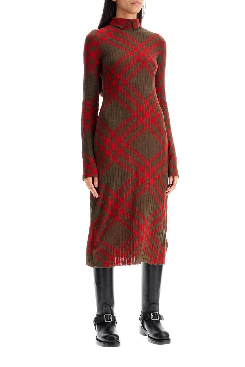 check wool blend dress by Selfnex