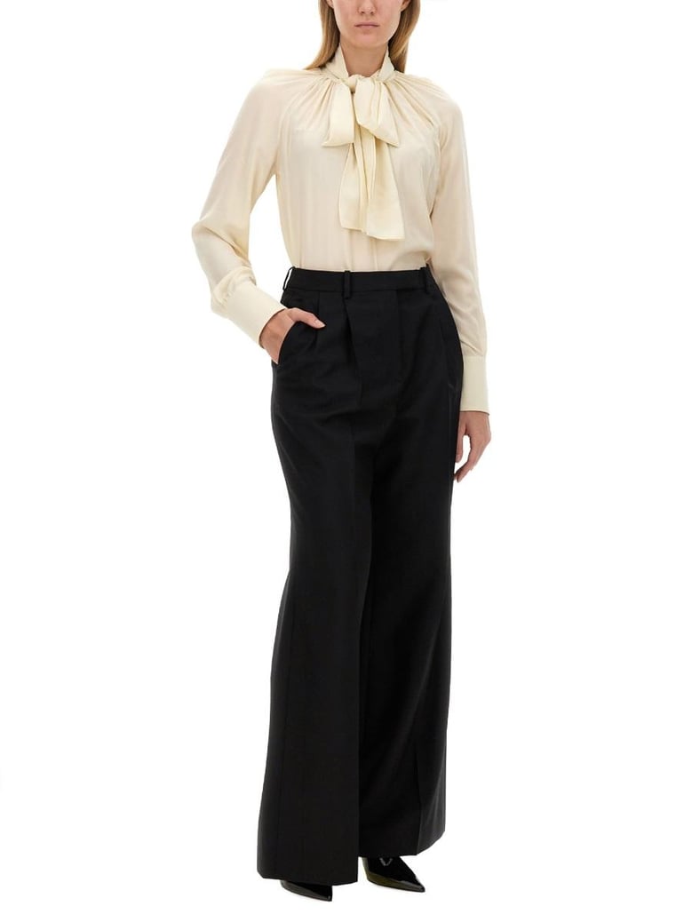 silk shirt with lavalliu00c9re collar by Selfnex