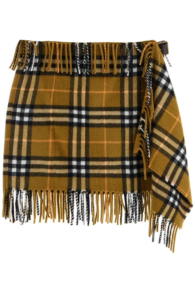 wool and cashmere check scarf style skirt by Selfnex