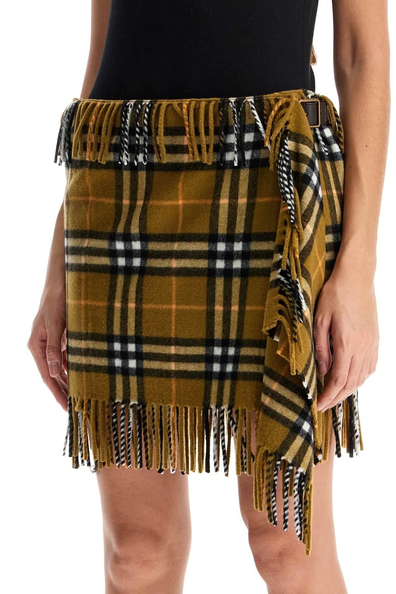 wool and cashmere check scarf style skirt by Selfnex