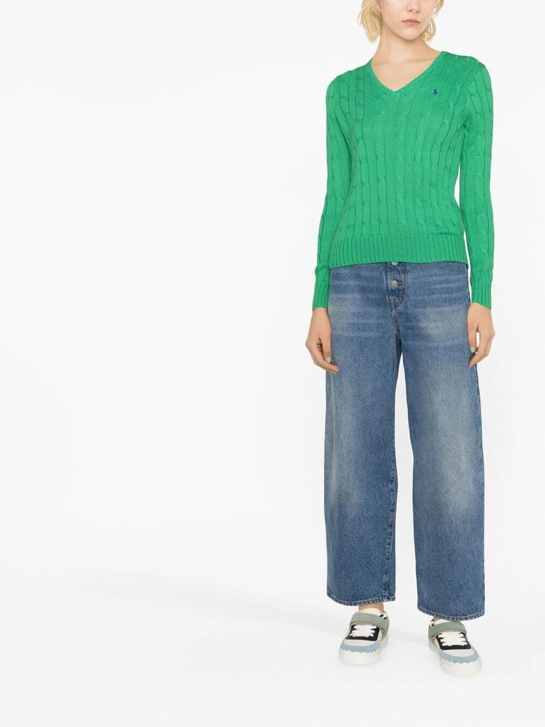 v neck braided sweater by Selfnex